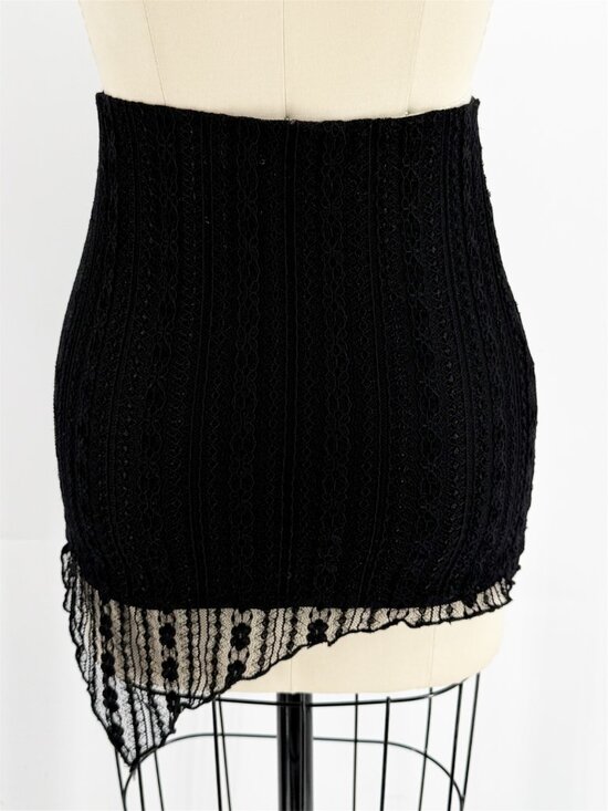 Princess Polly Dresses & Skirts - Princess Polly Lacy Overlay Stretch Lace Asymmetrical Mini Skirt Black 4